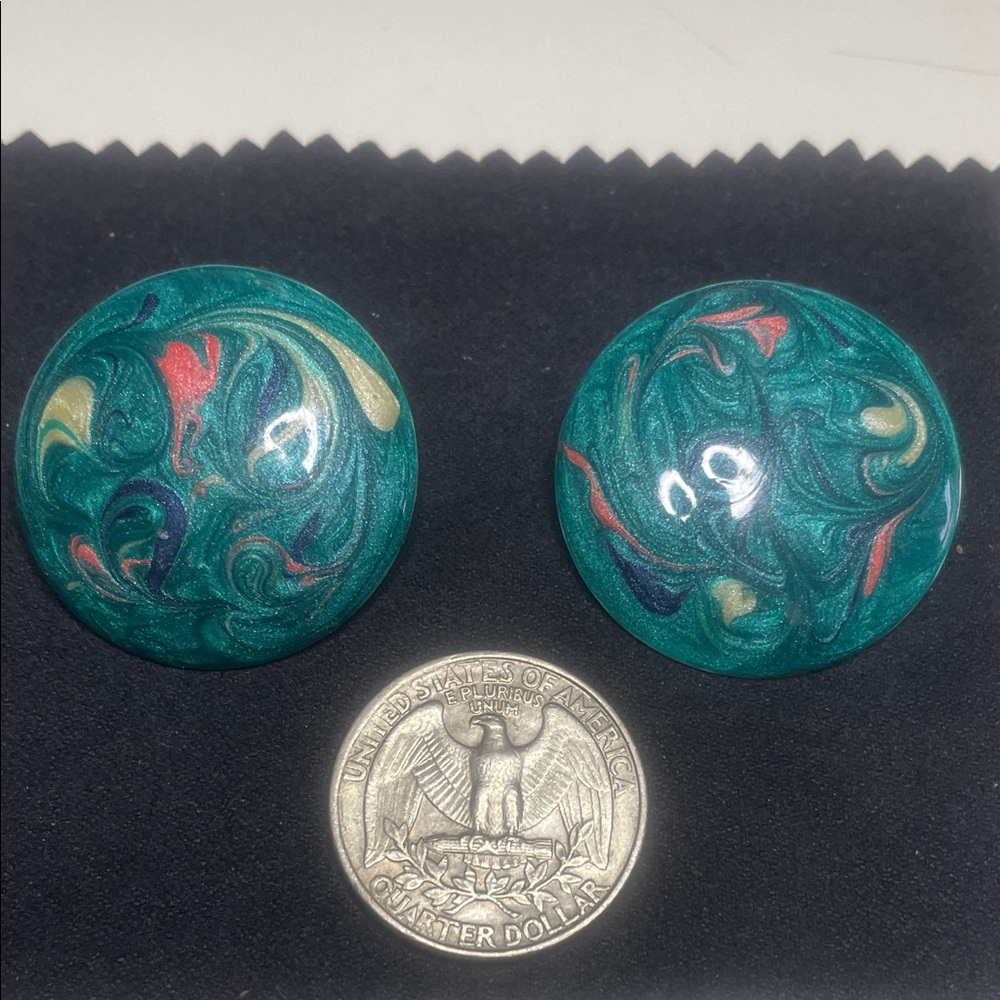 Costume Jewelry 2 for 15$ - Colorful Swirl Button Earrings